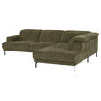 ECKSOFA Grün Chenille Kopfteilverstellung, Sitztiefenverstellung  - Schwarz/Grün, Design, Textil/Metall (307/243cm) - Xora