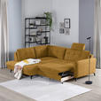 ECKSOFA in Flachgewebe, Leinenoptik Currygelb  - Currygelb/Schwarz, Design, Textil/Metall (208/247cm) - Xora