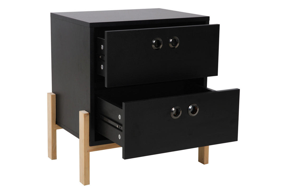 KOMMODE  in 50/55/35 cm  - Schwarz/Naturfarben, Design, Holz/Holzwerkstoff (50/55/35cm) - Livetastic