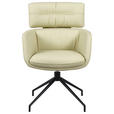 ARMLEHNSTUHL  Sitzfläche 360° drehbar, automatische Rückholfunktion  Echtleder  Schwarz, Eichefarben, Beige  - Eichefarben/Beige, Design, Leder/Holz (62/92/66cm) - Dieter Knoll