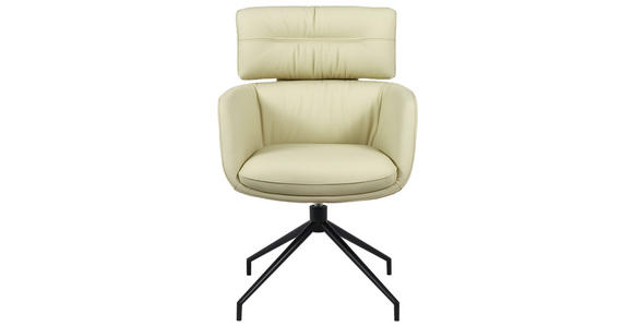 ARMLEHNSTUHL  Sitzfläche 360° drehbar, automatische Rückholfunktion  Echtleder  Schwarz, Eichefarben, Beige  - Eichefarben/Beige, Design, Leder/Holz (62/92/66cm) - Dieter Knoll