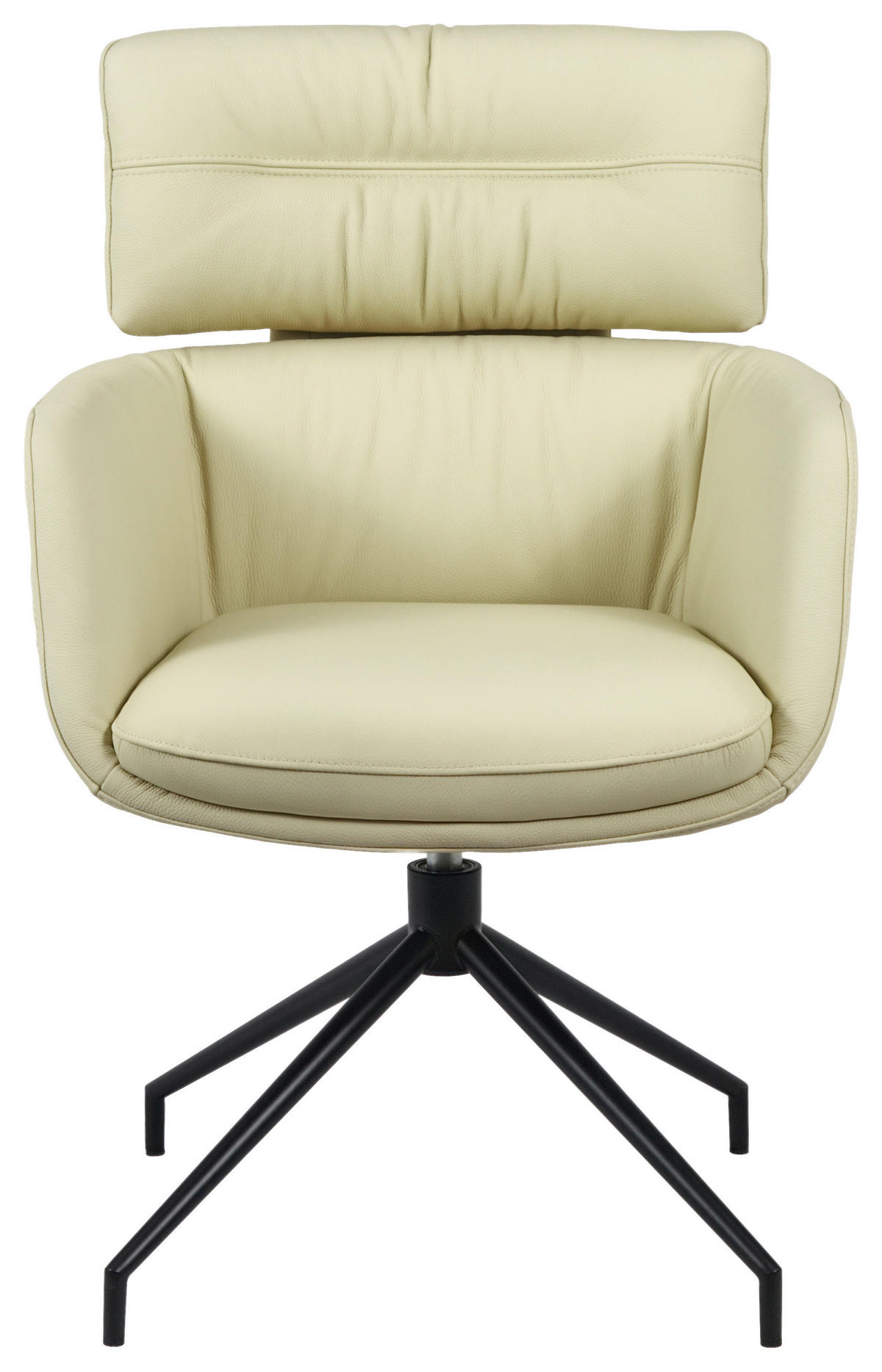 ARMLEHNSTUHL  Sitzfläche 360° drehbar, automatische Rückholfunktion  Echtleder  Schwarz, Eichefarben, Beige  - Eichefarben/Beige, Design, Leder/Holz (62/92/66cm) - Dieter Knoll