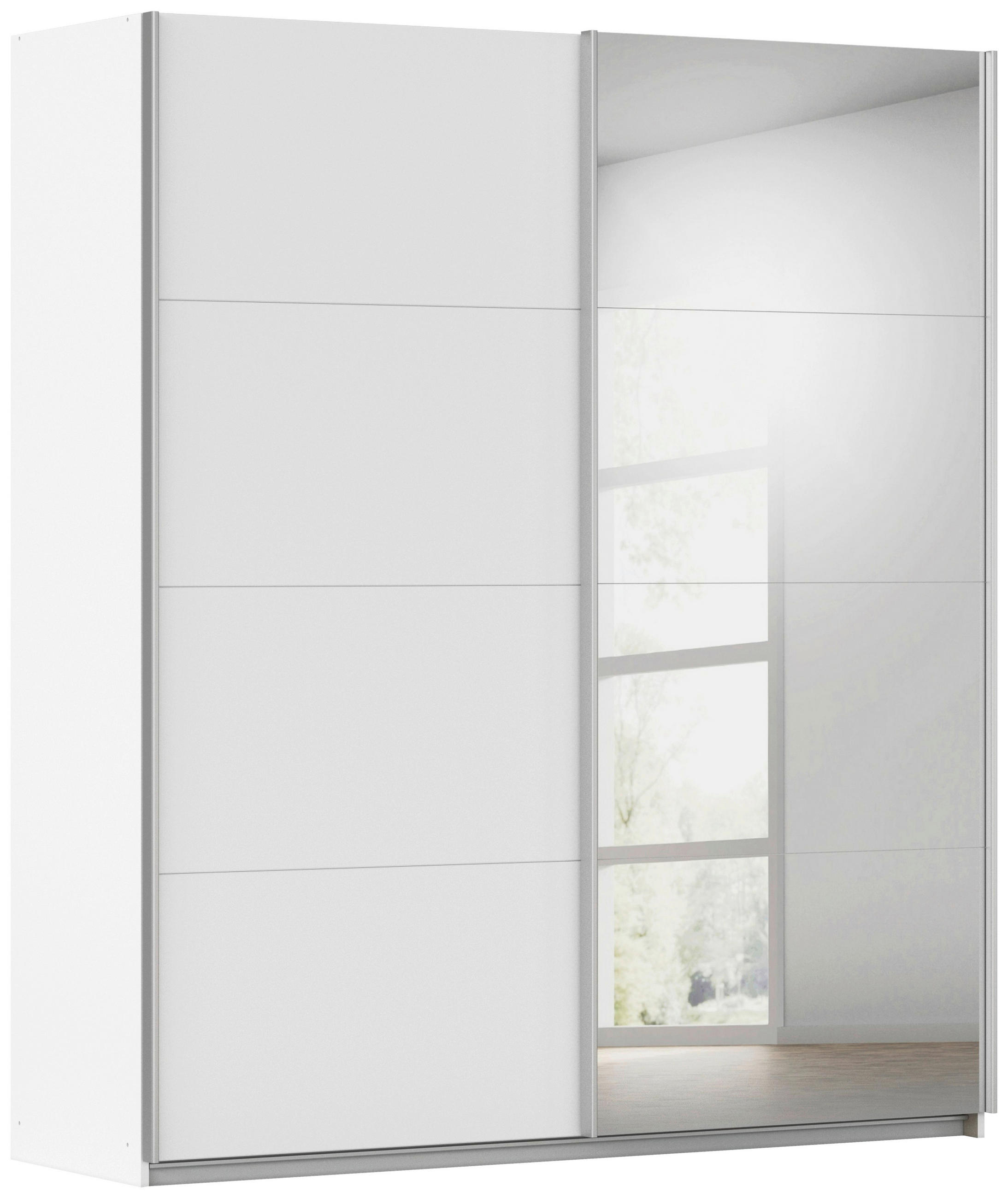 SCHWEBETÜRENSCHRANK 181/210/62 cm 2 Tür(en)-türig Weiß  - Alufarben/Weiß, KONVENTIONELL, Glas/Holzwerkstoff (181/210/62cm) - home24