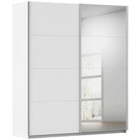 SCHWEBETÜRENSCHRANK 181/210/62 cm 2 Tür(en)-türig Weiß  - Alufarben/Weiß, KONVENTIONELL, Glas/Holzwerkstoff (181/210/62cm) - home24