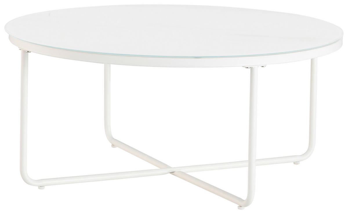 COUCHTISCH in Metall, Glas  - Weiß, Design, Glas/Metall (80/37/80cm) - MID.YOU