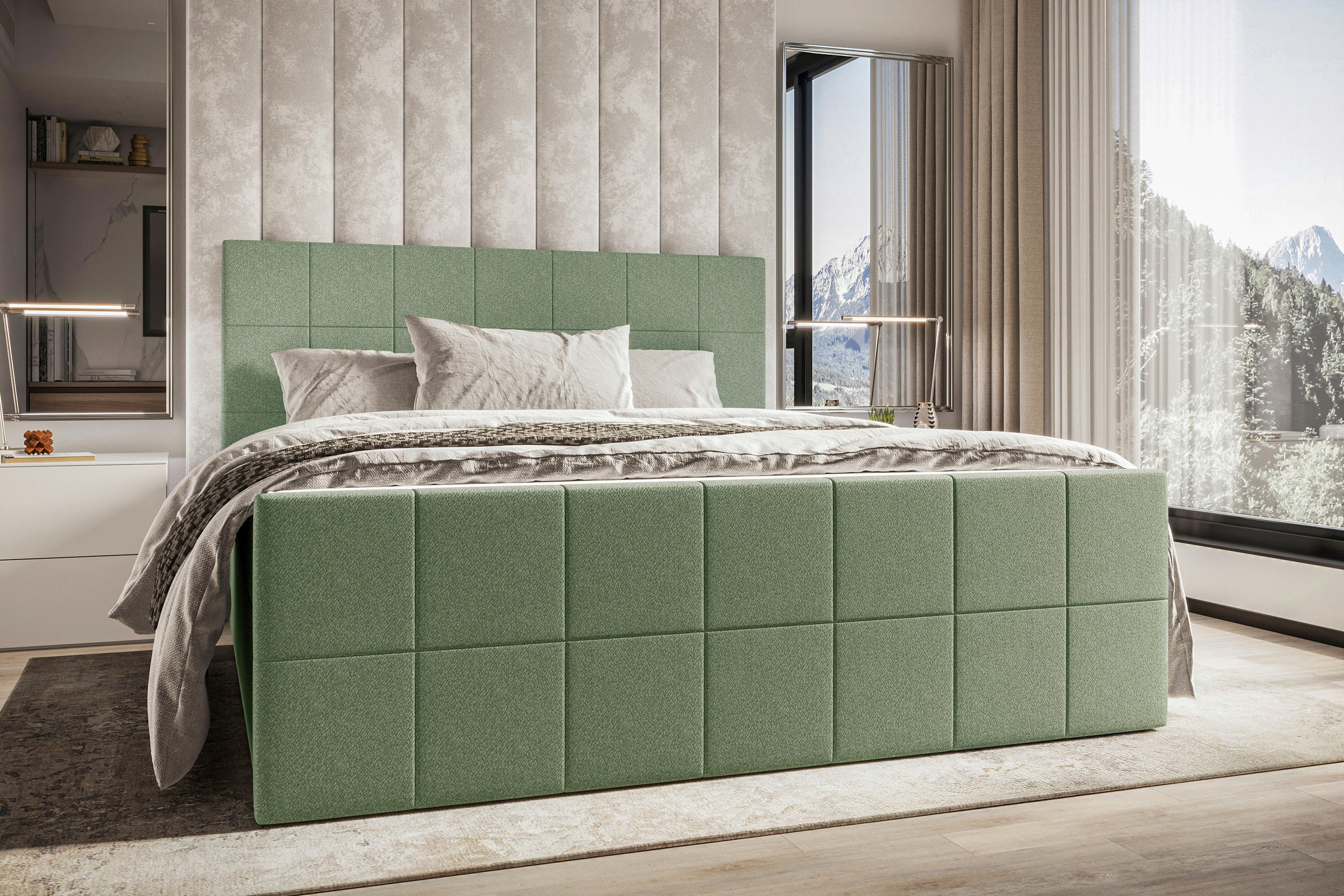 BOXBETT 180/200 cm  in Grün  - Grün, KONVENTIONELL, Kunststoff/Textil (180/200cm) - Boxxx