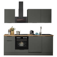 KÜCHENBLOCK   in Graphitfarben  - Schwarz/Graphitfarben, Basics, Holzwerkstoff/Metall (220/211/60cm) - Carryhome