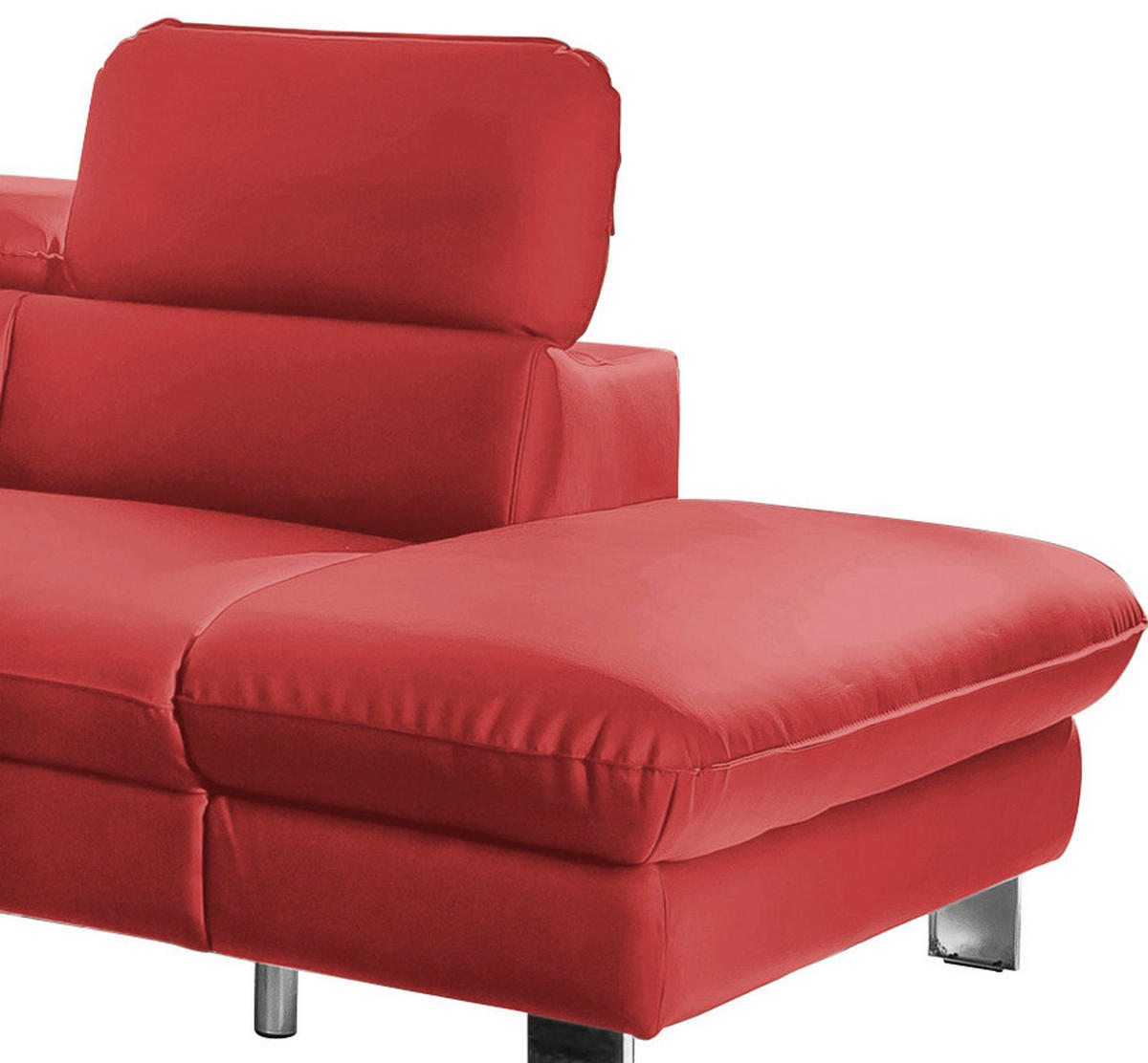 WOHNLANDSCHAFT Rot Lederlook  - Chromfarben/Rot, MODERN, Textil/Metall (266/214cm) - MID.YOU