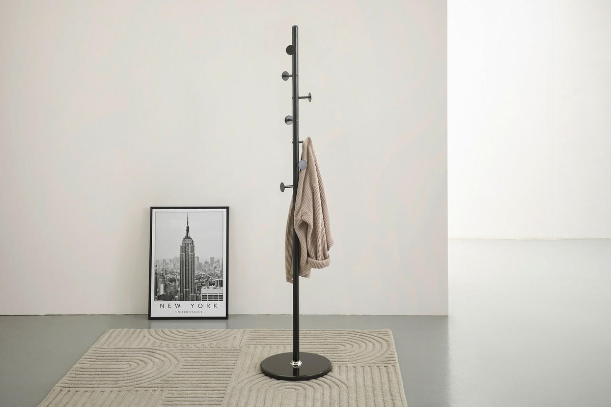 KLEIDERSTÄNDER Schwarz 37/176/37 cm   - Schwarz, Basics, Kunststoff/Stein (37/176/37cm) - Carryhome