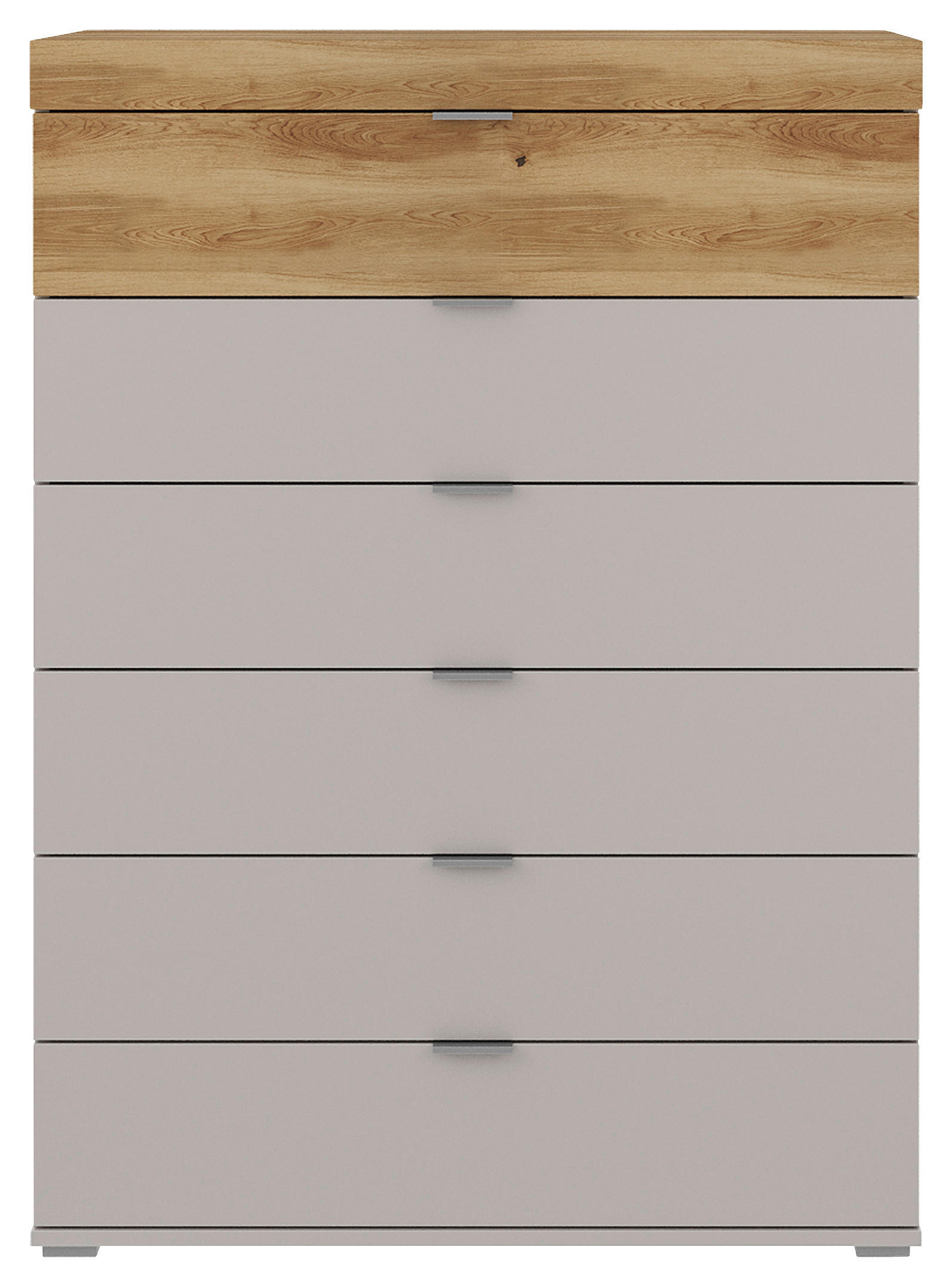 KOMODA, dub, farba duba, svetlosivá, 90/122,9/46,5 cm - farba duba/svetlosivá, Modern, kov/drevo (90/122,9/46,5cm) - Dieter Knoll