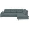 ECKSOFA Beldomo Premium in Echtleder Blaugrau  309/211 cm  - Blaugrau/Alufarben, Design, Leder/Metall (309/211cm) - Beldomo Speed
