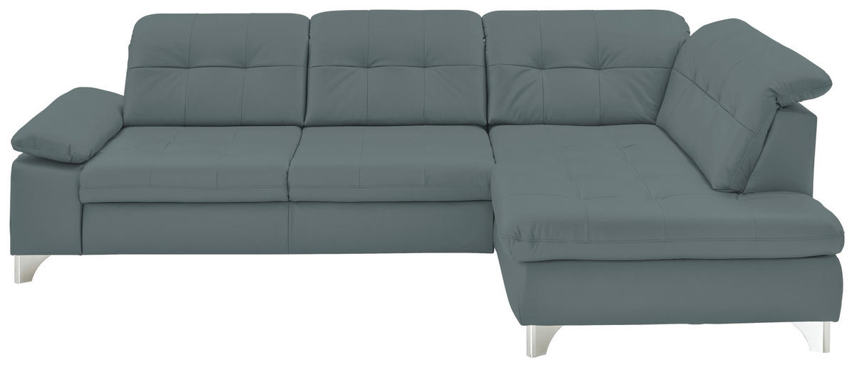 ECKSOFA Beldomo Premium in Echtleder Blaugrau  309/211 cm  - Blaugrau/Alufarben, Design, Leder/Metall (309/211cm) - Beldomo Speed