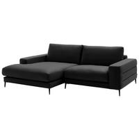ECKSOFA  in Velours Schwarz  177/253 cm  - Schwarz, Design, Textil/Metall (177/253cm) - Dieter Knoll