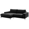 ECKSOFA  in Velours Schwarz  177/253 cm  - Schwarz, Design, Textil/Metall (177/253cm) - Dieter Knoll