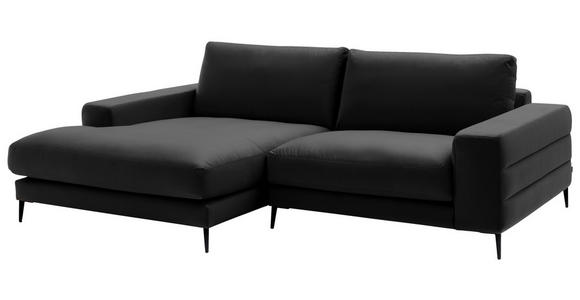 ECKSOFA  in Velours Schwarz  177/253 cm  - Schwarz, Design, Textil/Metall (177/253cm) - Dieter Knoll