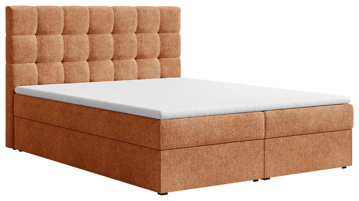 BOXBETT 160/200 cm,  in Kupferfarben, Bettkasten, Topper, H2 + H3 = mittel + fest  - Schwarz/Kupferfarben, MODERN, Holz/Kunststoff (160/200cm) - Livetastic