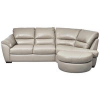 ECKSOFA in Kombination Echtleder/Lederlook Greige  273/194 cm  - Wengefarben/Greige, KONVENTIONELL, Leder/Holz (273/194cm) - Livetastic