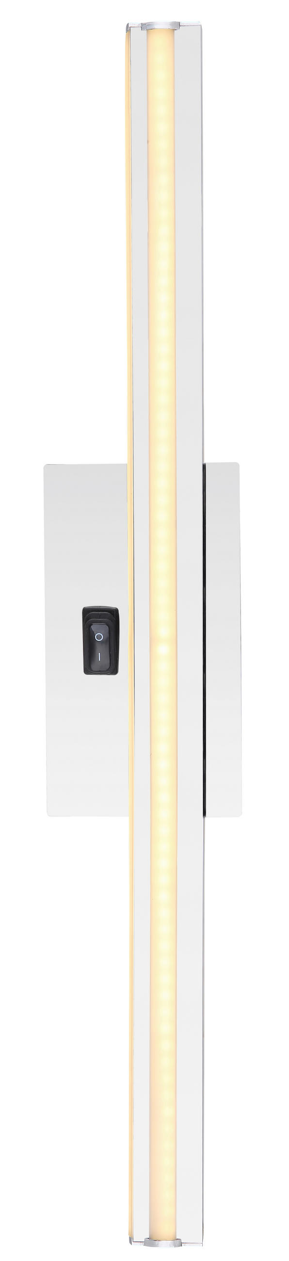 LED FALILÁMPA - krómszínű/opál, Design, műanyag/fém (10/6,2/61cm) - Globo