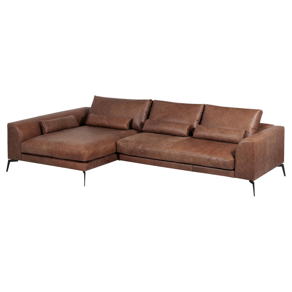 Thumbnail - Livetastic Ecksofa, Braun, Leder, Echtleder, Anilinleder, 3-Sitzer, Füllung: Schaumstoff,Silikon, Ottomane links, L-Form...