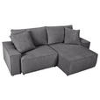 ECKSOFA Dunkelgrau Cord  - Dunkelgrau/Schwarz, KONVENTIONELL, Kunststoff/Textil (250/153cm) - Ambia Home