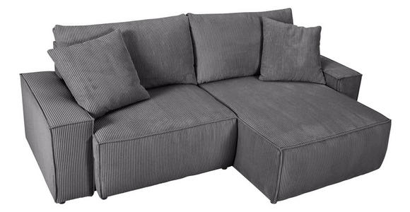 ECKSOFA Dunkelgrau Cord  - Dunkelgrau/Schwarz, KONVENTIONELL, Kunststoff/Textil (250/153cm) - Ambia Home