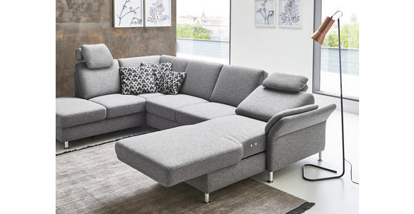 WOHNLANDSCHAFT in Flachgewebe Grau - Chromfarben/Grau, KONVENTIONELL, Textil/Metall (168/305/200cm) - Voleo
