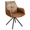 ARMLEHNSTUHL drehbar  in Eisen Echtleder pigmentiert  - Cognac/Schwarz, Design, Leder/Metall (59,5/87,5/69cm) - Novel