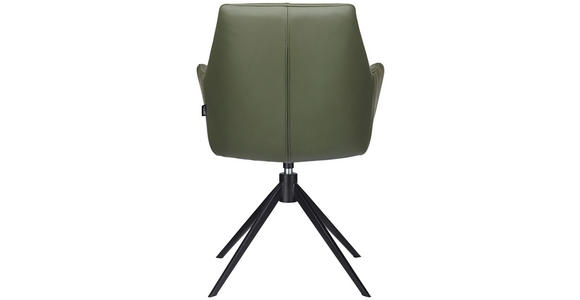 ARMLEHNSTUHL  Lederauswahl, Sitzfläche 360° drehbar, inklusive Armlehnen  Echtleder  - Schwarz/Grün, KONVENTIONELL, Leder/Metall (59,5/87,5/63cm) - Novel