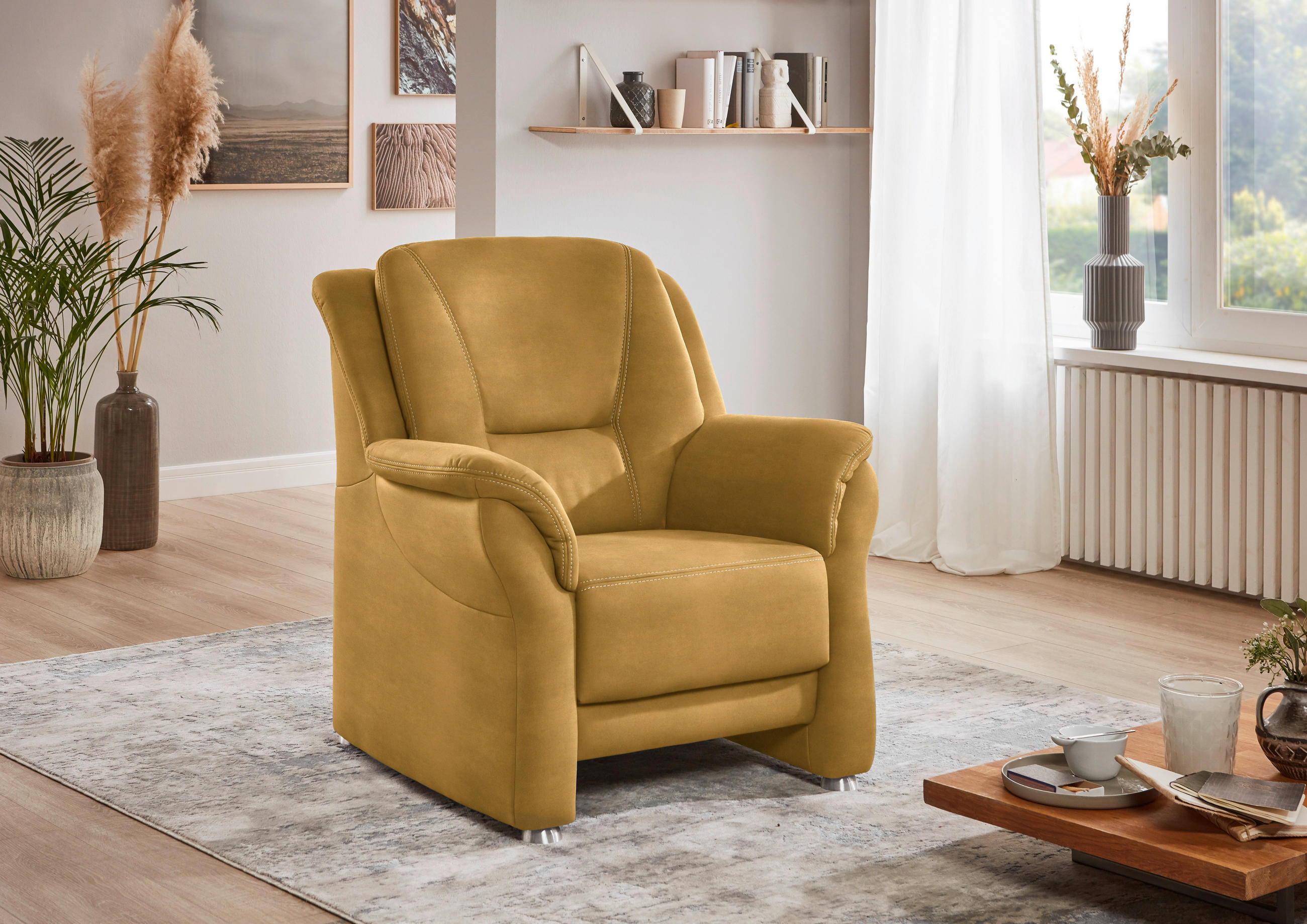 SESSEL in Mikrofaser Gelb  - Gelb/Beige, Konventionell, Textil/Metall (90/100/92cm) - Beldomo Comfort