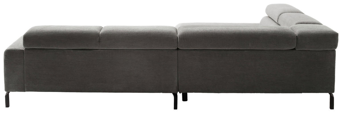 ECKSOFA inkl. Funktion in Cord Dunkelgrau  - Dunkelgrau/Schwarz, Modern, Textil/Metall (219/309cm) - Pure Home Lifestyle