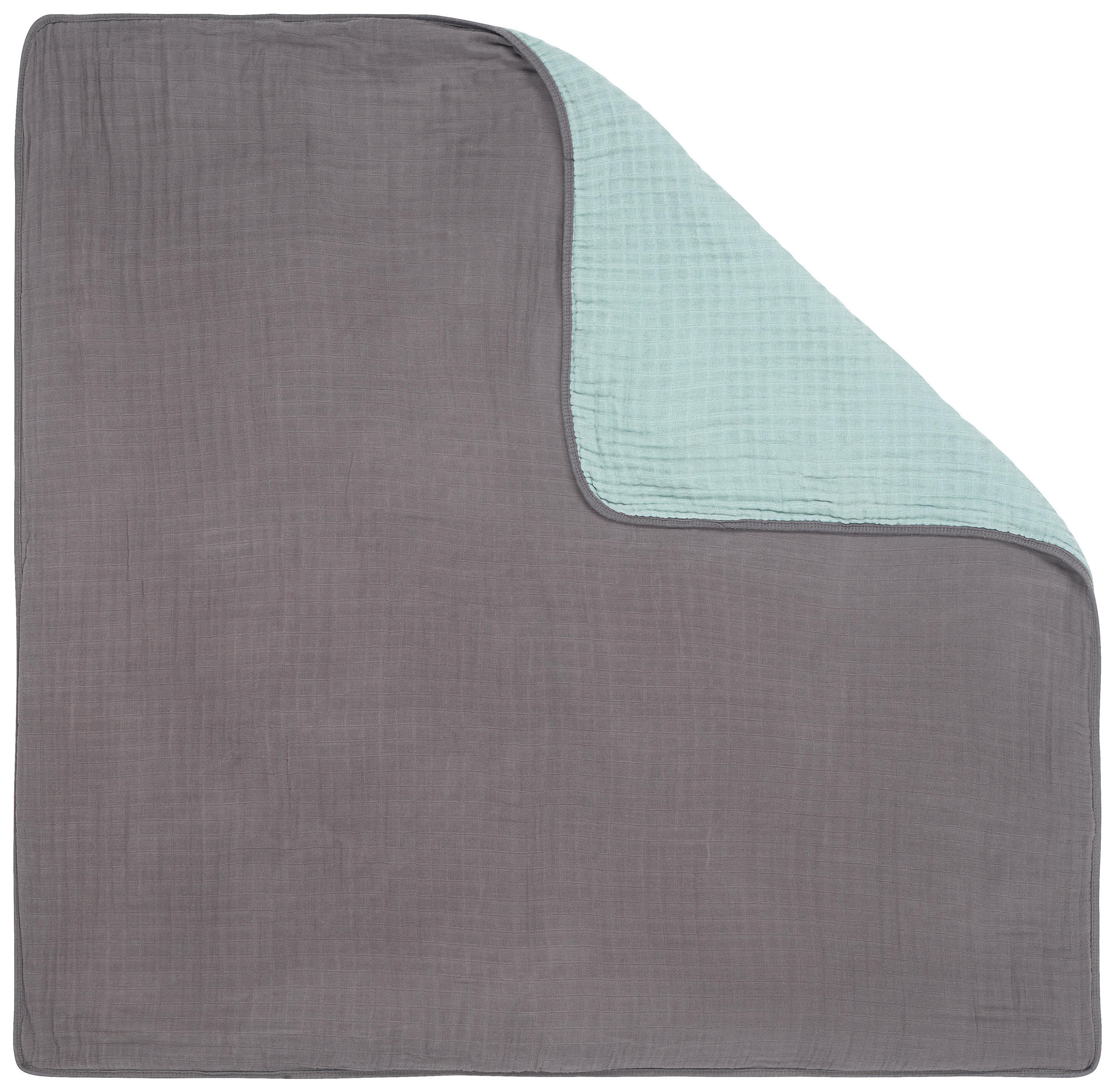 OBOUSTRANNÁ DEKA, bavlna, 120/120 cm - šedá/zelená, Trend, textil (120/120cm) - Patinio