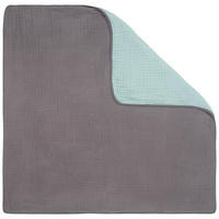 OBOUSTRANNÁ DEKA, bavlna, 120/120 cm - šedá/zelená, Trend, textil (120/120cm) - Patinio