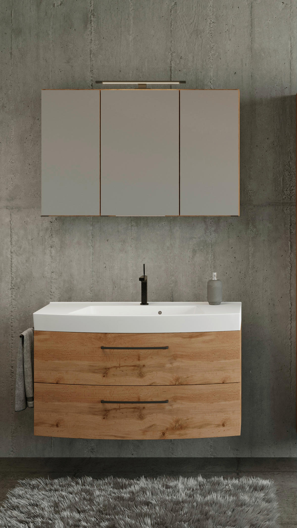 BADEZIMMER 100 cm  - Weiss/Eichefarben, Modern, Keramik/Holzwerkstoff (100cm) - Held