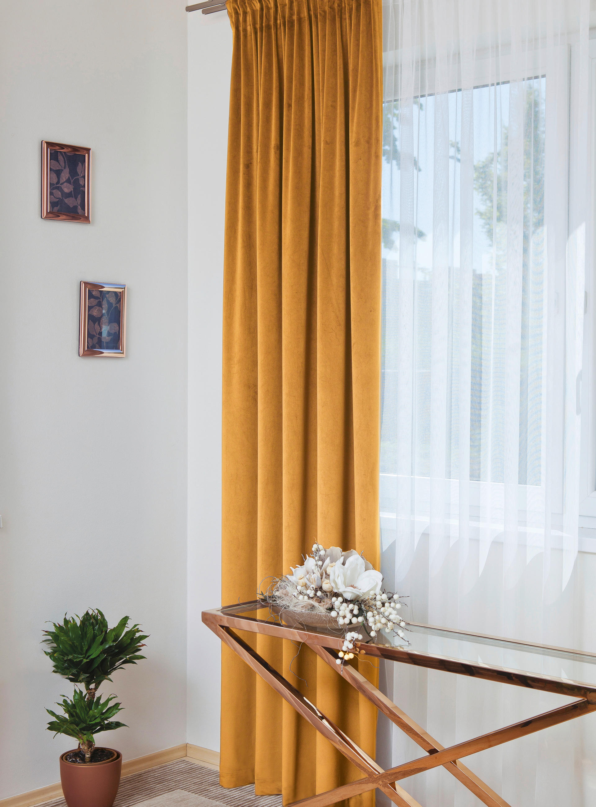 KÉSZFÜGGÖNY sötétítő  - sárga, Basics, textil (140/250cm)