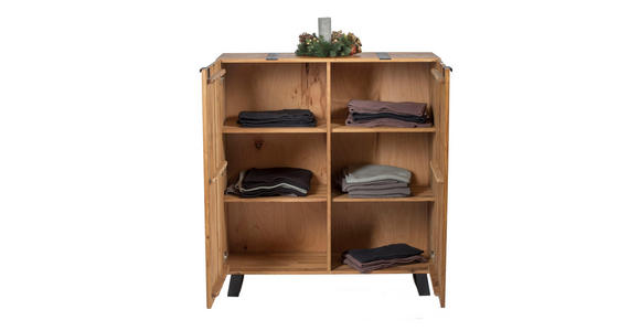 KOMMODE  in 115/126,5/43 cm  - Eichefarben/Schwarz, Trend, Holz/Metall (115/126,5/43cm) - Landscape