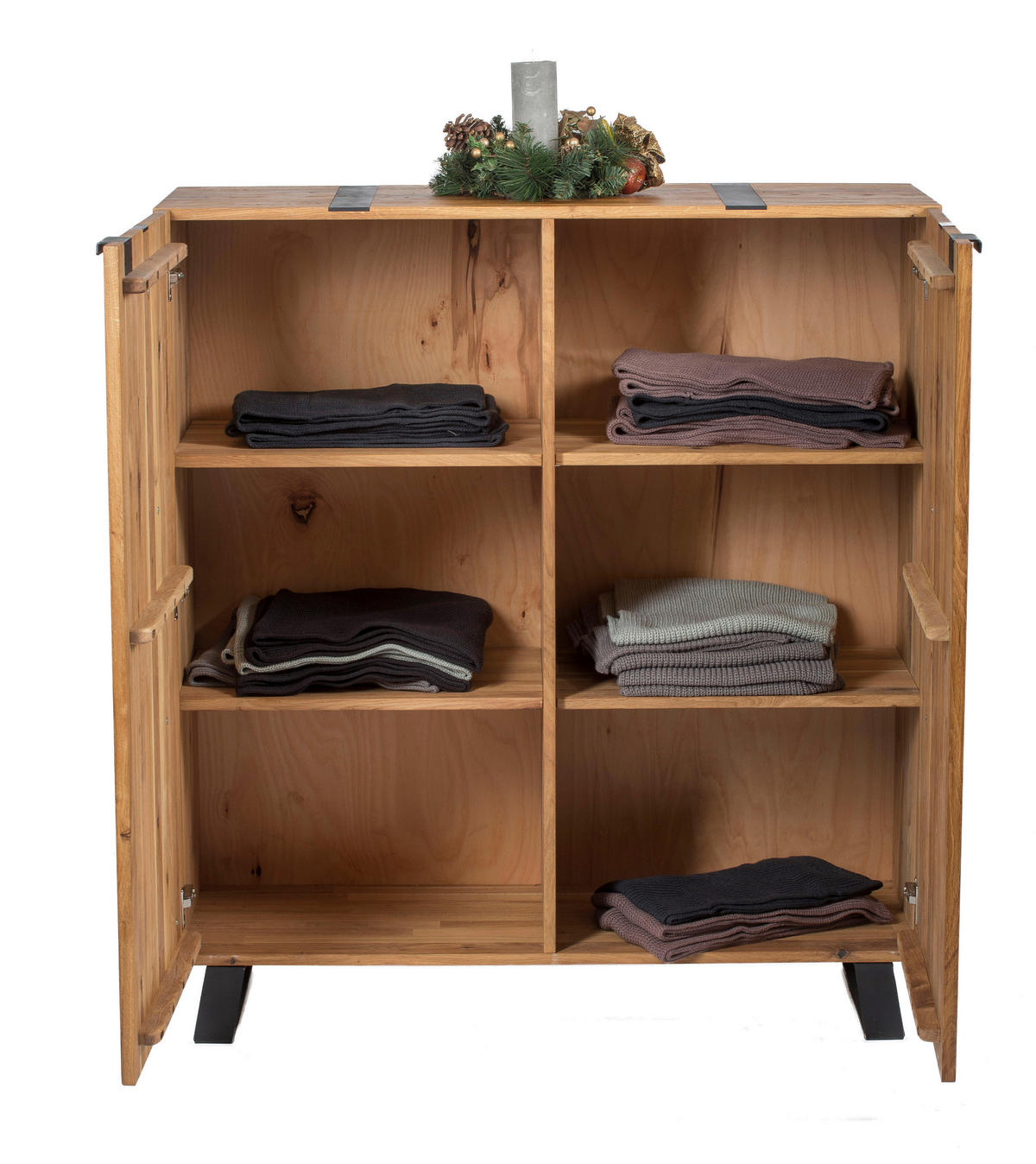KOMMODE  in 115/126,5/43 cm  - Eichefarben/Schwarz, Trend, Holz/Metall (115/126,5/43cm) - Landscape