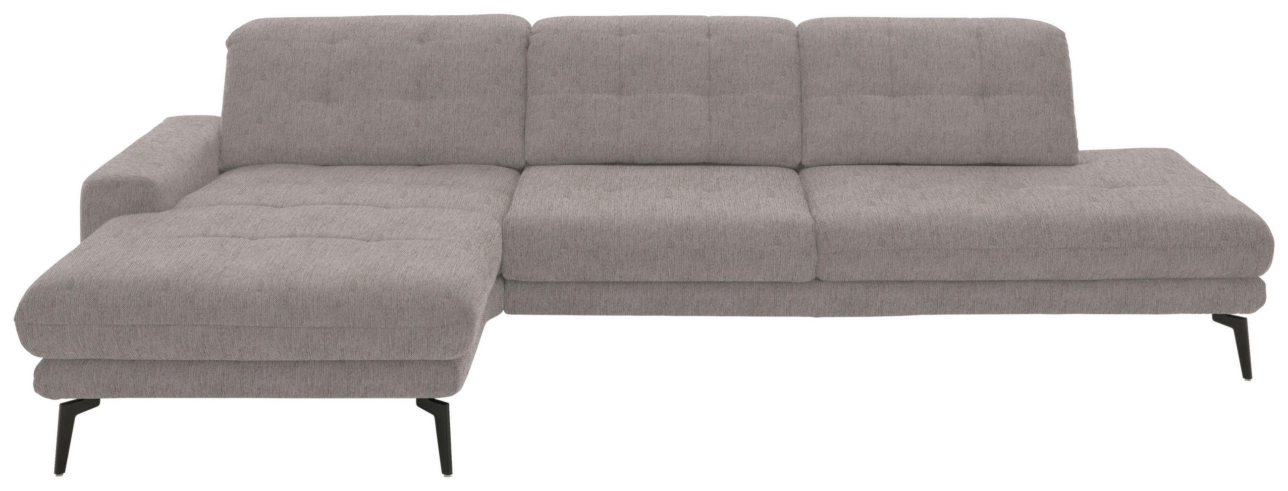 ECKSOFA in Flachgewebe Greige  - Greige/Schwarz, Design, Textil/Metall (190/309cm) - Beldomo Style