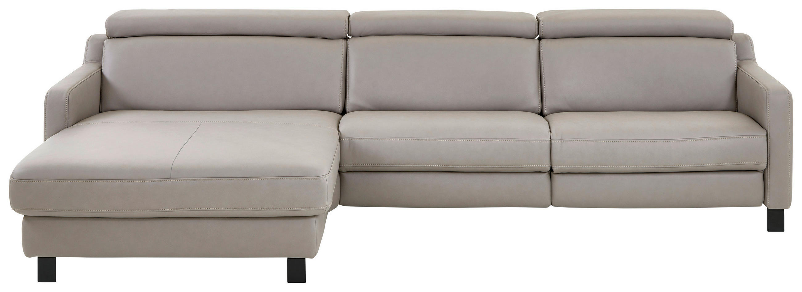 ECKSOFA in Echtleder Grau  - Schwarz/Grau, Design, Leder/Metall (176/271cm) - Valdera
