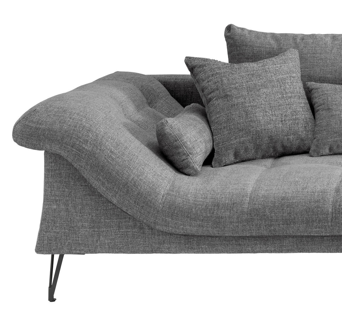 ECKSOFA in Mikrofaser Grau  - Schwarz/Grau, Konventionell, Textil/Metall (310/192cm) - Livetastic