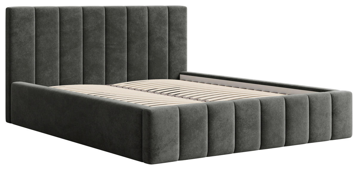 POLSTERBETT Lattenrost, Bettkasten Anthrazit 140/200 cm  - Anthrazit/Schwarz, MODERN, Holz/Kunststoff (140/200cm) - MID.YOU