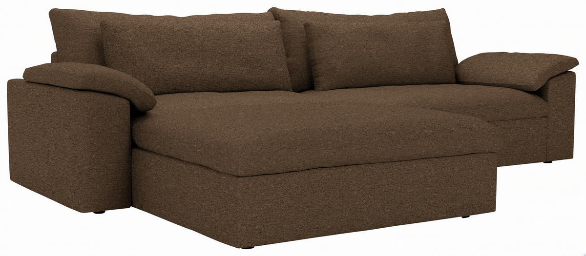 ECKSOFA Flachgewebe Dunkelbraun  - Dunkelbraun/Schwarz, Modern, Kunststoff/Textil (198/306cm) - Carryhome