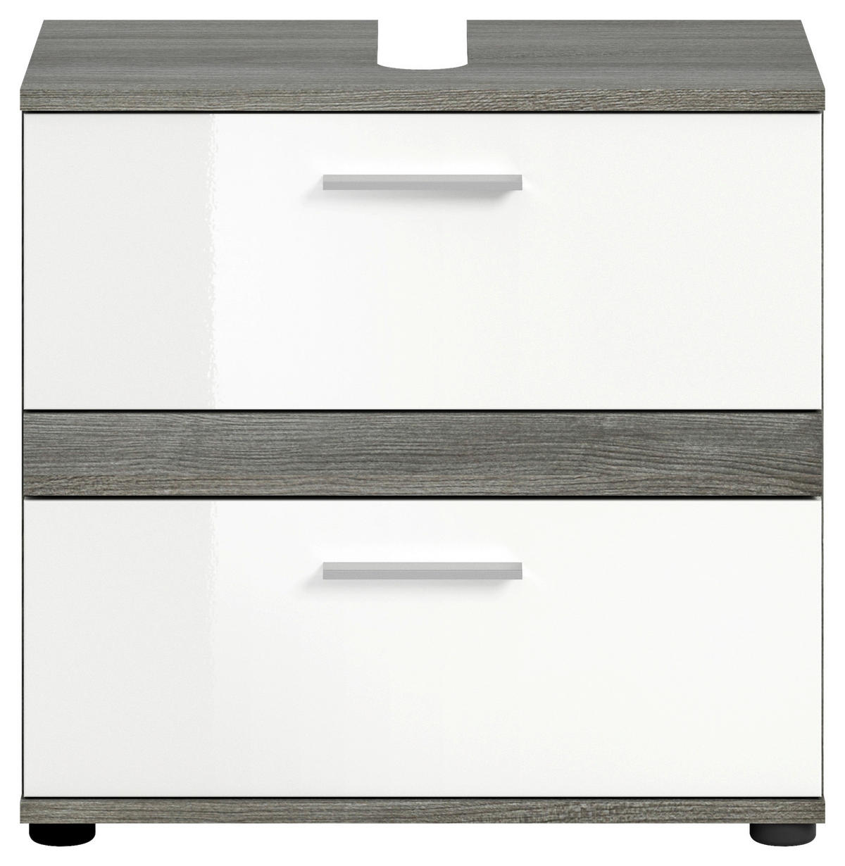 KÚPEĽŇA biela s vysokým leskom  - čierna/biela s vysokým leskom, Modern, kompozitné drevo/plast (60cm) - MID.YOU