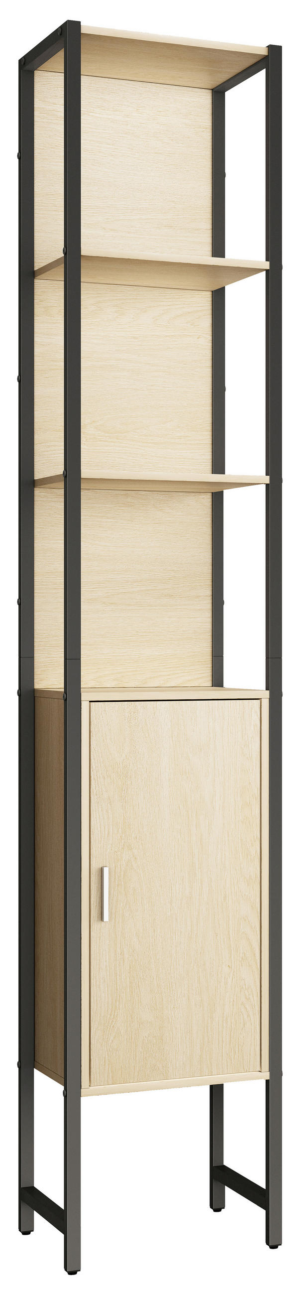 HOCHSCHRANK 33/185/30 cm  - Honigeiche/Silberfarben, Modern, Holzwerkstoff/Metall (33/185/30cm) - MID.YOU