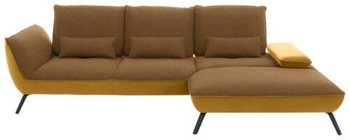 ECKSOFA in Flachgewebe Goldfarben  - Goldfarben/Schwarz, Design, Textil/Metall (301/191cm) - Moderano