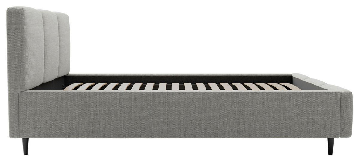 POLSTERBETT Lattenrost, Bettkasten 140/200 cm  in Hellgrau  - Hellgrau/Schwarz, Design, Holz/Textil (140/200cm) - Boxxx
