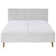 POLSTERBETT PAULO Lattenrost, Bettkasten 160/200 cm  in Hellgrau  - Eichefarben/Birkefarben, Design, Holz/Textil (160/200cm) - Xora