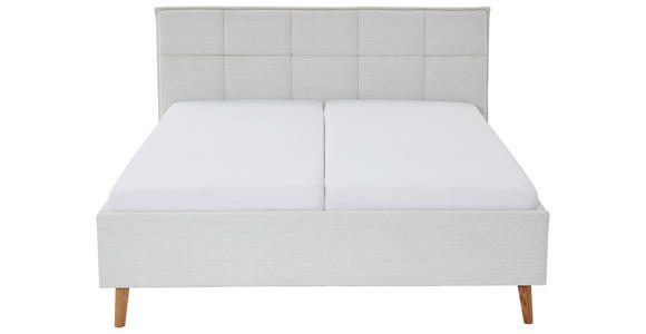 POLSTERBETT PAULO Lattenrost, Bettkasten 160/200 cm  in Hellgrau  - Eichefarben/Birkefarben, Design, Holz/Textil (160/200cm) - Xora
