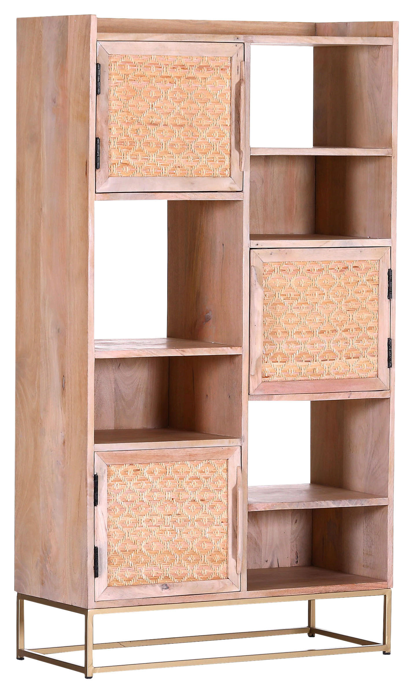HIGHBOARD , 80/146/37 cm,  - Goldfarben/Naturfarben, Natur, Holz/Metall (80/146/37cm)