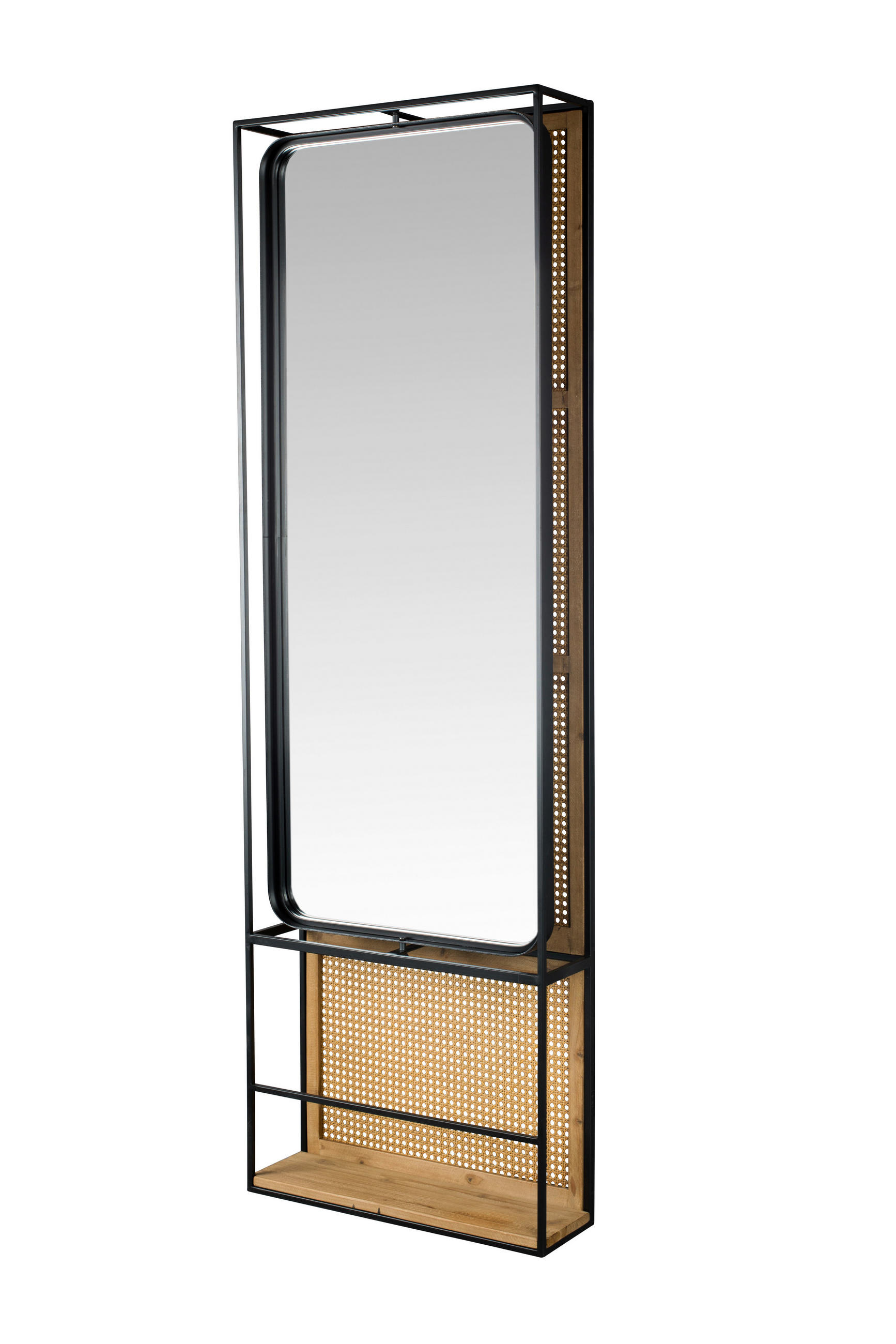 GARDEROBENPANEEL  in 53/165/15 cm  - Hellbraun/Schwarz, Trend, Glas/Holz (53/165/15cm) - Dutchbone