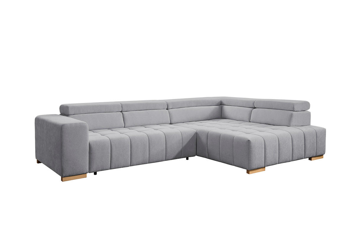 ECKSOFA in Chenille Grau  - Naturfarben/Grau, Design, Holz/Textil (307/201cm) - Livetastic